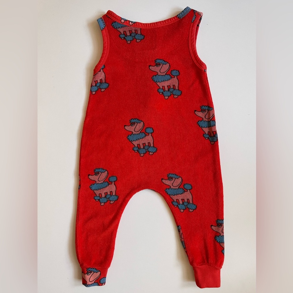 Hugo Loves Tiki Unisex Baby Red Terry Long Leg Romper - Poodle Print - 3-6M - Picture 8 of 14